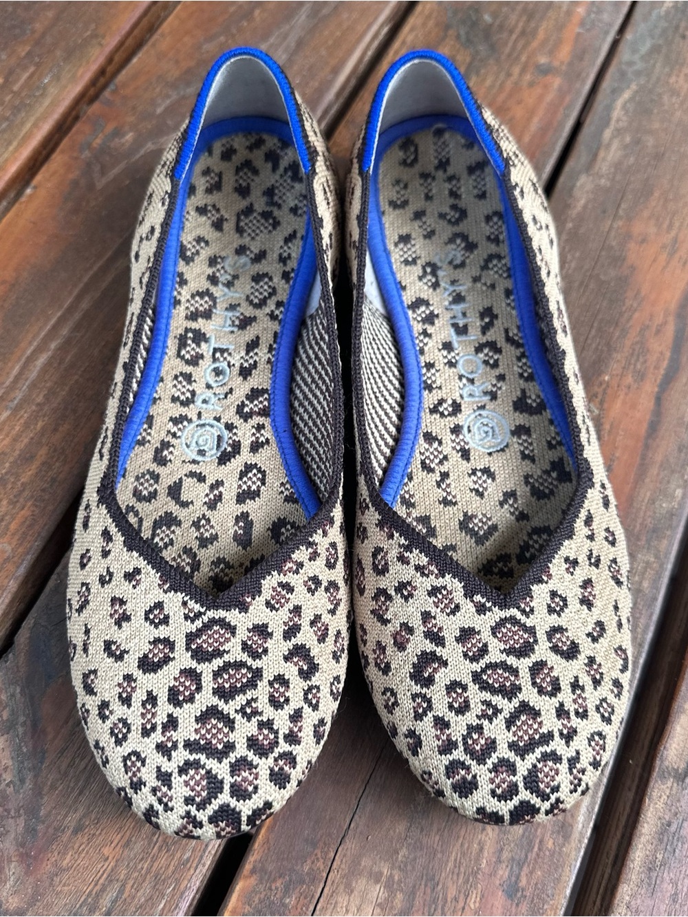 Rothy’s Leopard Knit Ballet Flats in Beige/Black sz 7.5